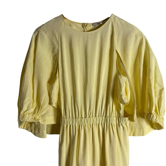 Tibi Gemma Linen Blend Yellow Cape Mini Dress Size 4 - Picture 7 of 16